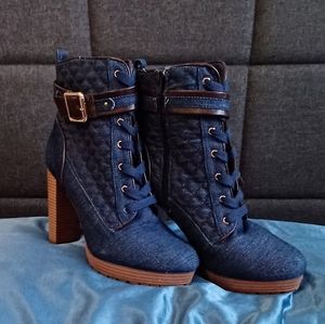 Just Fab High Heeled Denim Boots